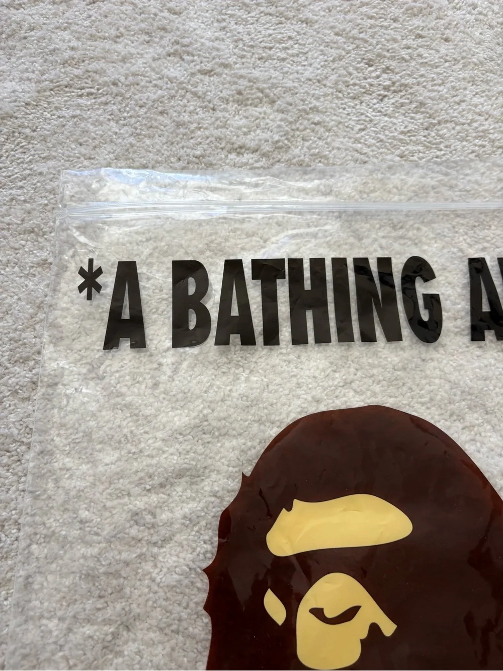 BAPE Bathing Ape Clear Plastic Zip top Bag with Ape Logo